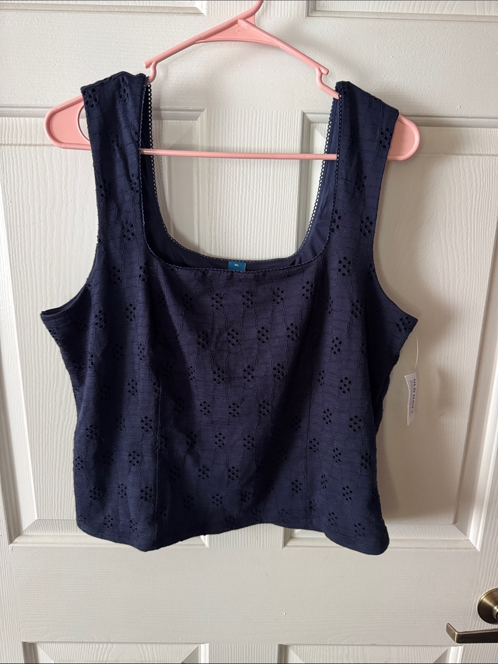 Old Navy Cropped Eyelet Tank Top Navy Blue XL